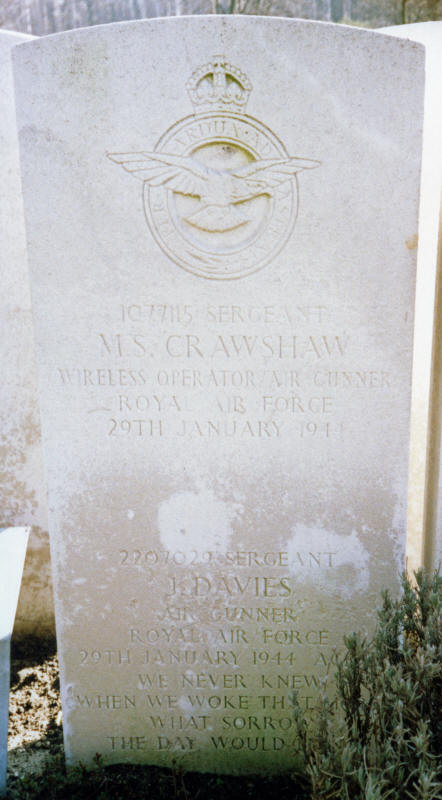 Sgt Maurice Smith Crawshaw<br/><br /><br />died January 29th, 1944